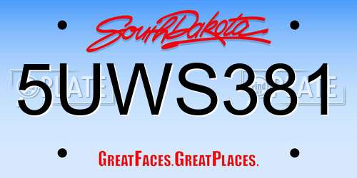 5UWS381 South Dakota License Plate
