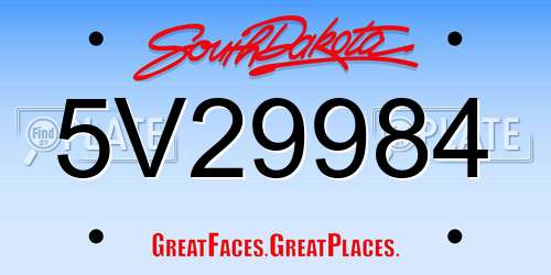 5V29984 South Dakota License Plate