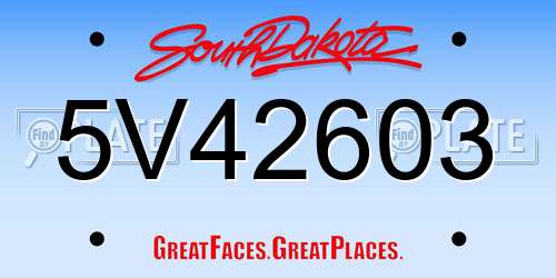 5V42603 South Dakota License Plate