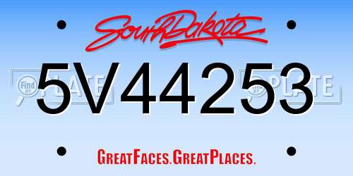 5V44253 South Dakota License Plate