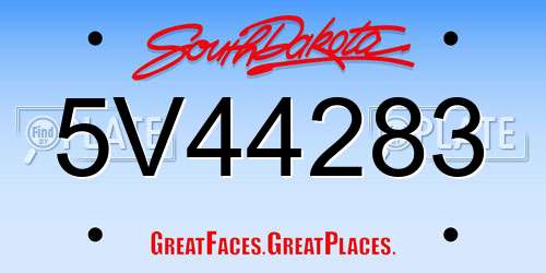 5V44283 South Dakota License Plate
