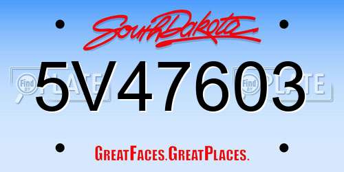 5V47603 South Dakota License Plate