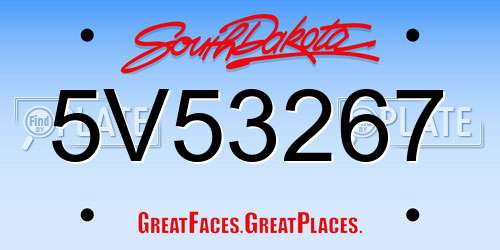 5V53267 South Dakota License Plate