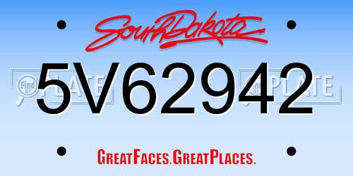 5V62942 South Dakota License Plate