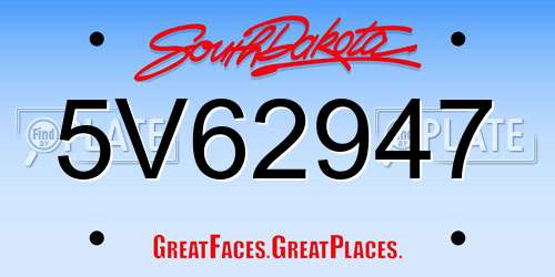 5V62947 South Dakota License Plate