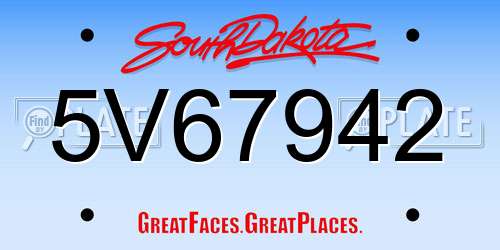 5V67942 South Dakota License Plate