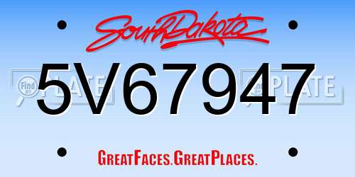 5V67947 South Dakota License Plate