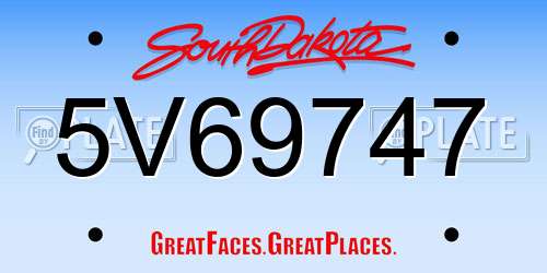 5V69747 South Dakota License Plate