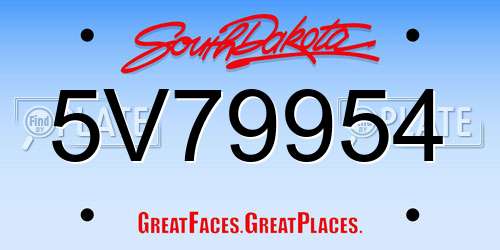 5V79954 South Dakota License Plate