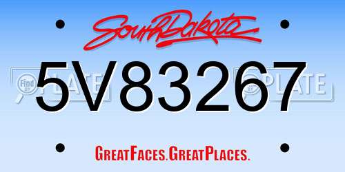 5V83267 South Dakota License Plate