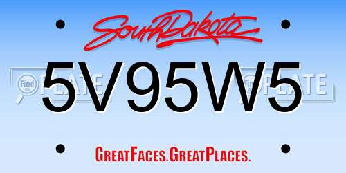 5V95W5 South Dakota License Plate