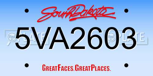 5VA2603 South Dakota License Plate