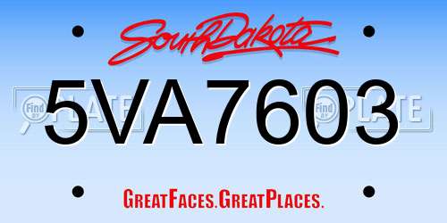 5VA7603 South Dakota License Plate