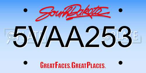 5VAA253 South Dakota License Plate