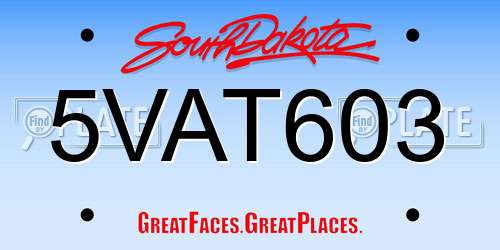 5VAT603 South Dakota License Plate