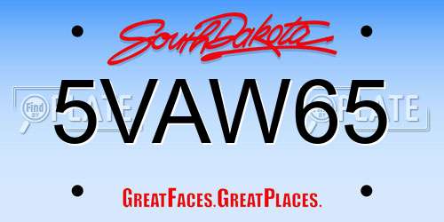 5VAW65 South Dakota License Plate