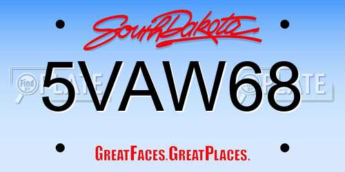5VAW68 South Dakota License Plate