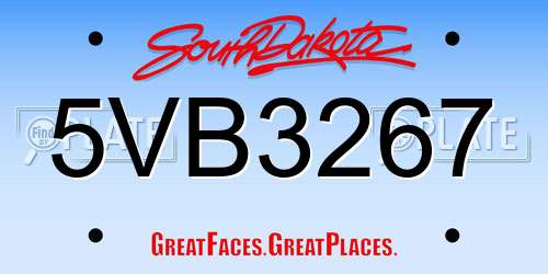 5VB3267 South Dakota License Plate