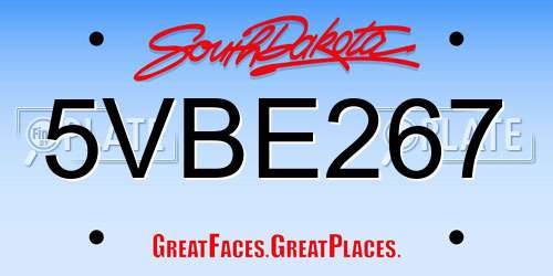 5VBE267 South Dakota License Plate