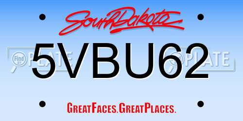 5VBU62 South Dakota License Plate