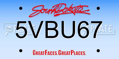 5VBU67 South Dakota License Plate