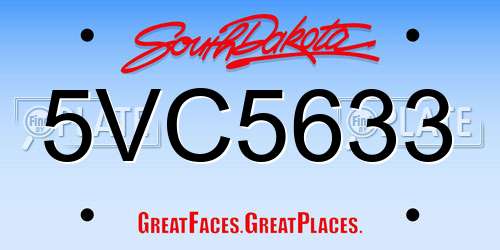 5VC5633 South Dakota License Plate