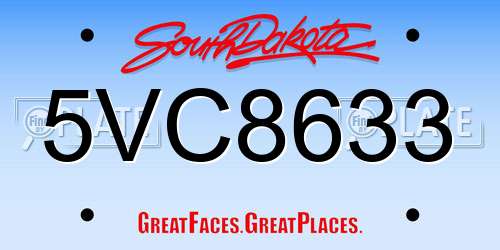 5VC8633 South Dakota License Plate