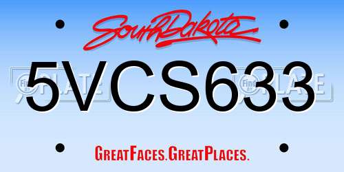 5VCS633 South Dakota License Plate