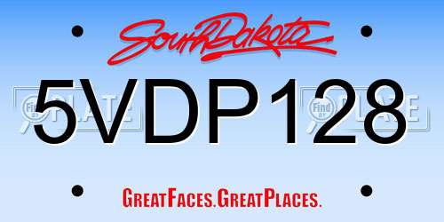 5VDP128 South Dakota License Plate