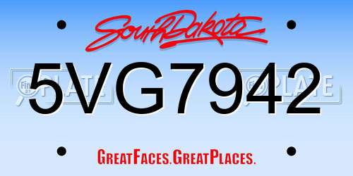 5VG7942 South Dakota License Plate