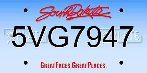 5VG7947 South Dakota License Plate