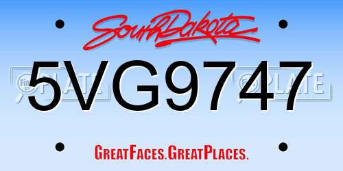 5VG9747 South Dakota License Plate