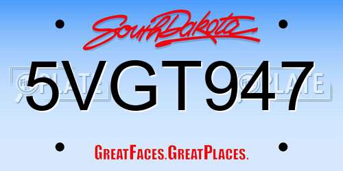 5VGT947 South Dakota License Plate