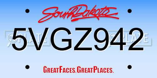5VGZ942 South Dakota License Plate