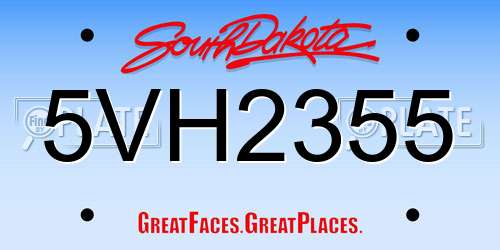 5VH2355 South Dakota License Plate