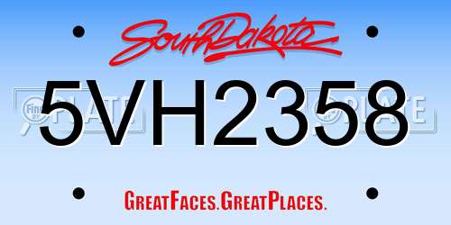5VH2358 South Dakota License Plate