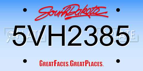 5VH2385 South Dakota License Plate