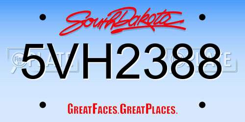 5VH2388 South Dakota License Plate