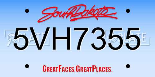 5VH7355 South Dakota License Plate