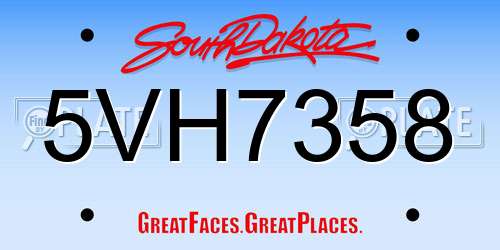 5VH7358 South Dakota License Plate