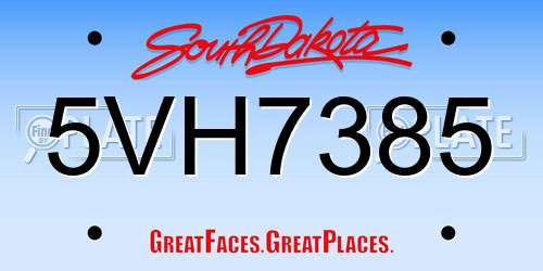 5VH7385 South Dakota License Plate