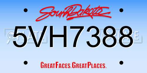5VH7388 South Dakota License Plate