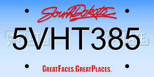 5VHT385 South Dakota License Plate