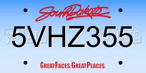 5VHZ355 South Dakota License Plate