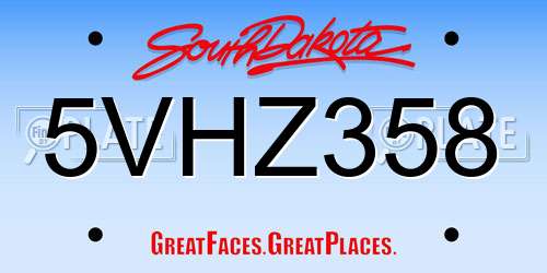 5VHZ358 South Dakota License Plate