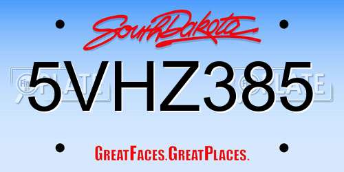 5VHZ385 South Dakota License Plate