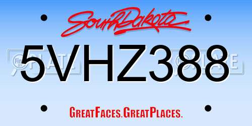 5VHZ388 South Dakota License Plate