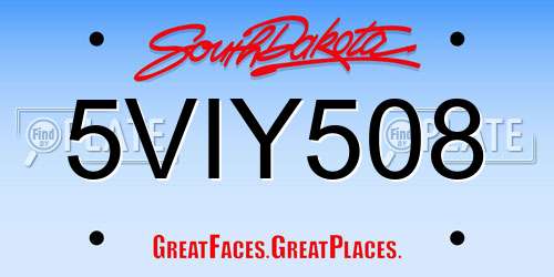 5VIY508 South Dakota License Plate