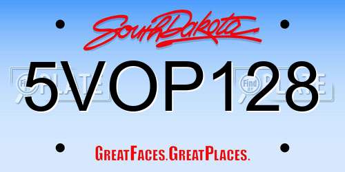 5VOP128 South Dakota License Plate