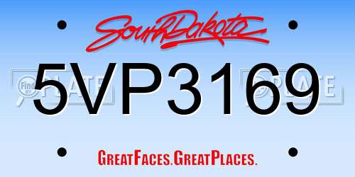 5VP3169 South Dakota License Plate